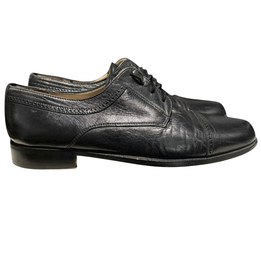 Bally Men’s Trino Black Leather Cap Toe Oxford Dress Shoe Italy Size 9 EEE - Picture 2 of 9